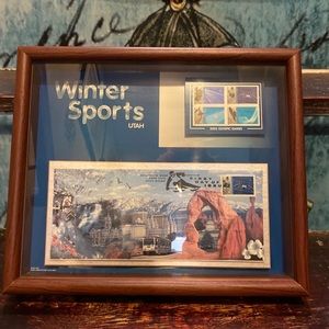 USPS 2002 SALT LAKE CITY UTAH OLYMPICS WINTER SPORTS in Shadow Box Frame.